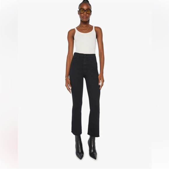 MOTHER Hustler Ankle Fray Jeans Black Not Guilty Size 26 - Picture 1 of 9